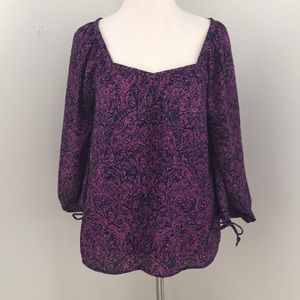 Banana Republic Purple Paisley Boho Blouse Sz XS